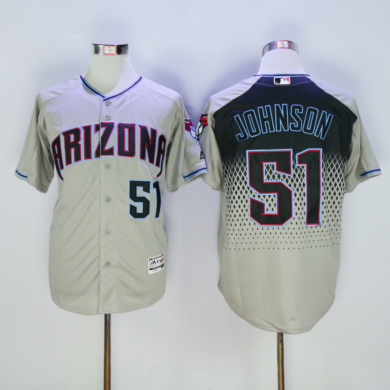 Men Arizona Diamondback #51 Johnson Grey MLB Jerseys->arizona diamondback->MLB Jersey